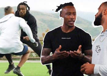 Former NFL All-Pro WR Brandon Marshall Trains Gabe Davis of the Buffalo Bills ahead of the NFL Draft