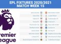 EPL FIXTURES TODAY 2020/21 | MATCHWEEK 15 | ENGLISH PREMIER LEAGUE