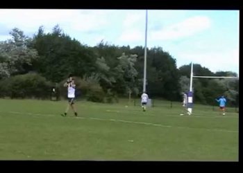 Unbelievable Aussie Rules Football Goal, followed by throw and Kick through Basketball hoop
