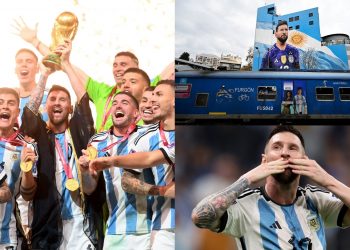 Spectacular new Lionel Messi mural unveiled in Argentina as World Cup winner is immortalised at a Buenos Aires train station