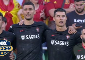 Spain & Portugal, Ronaldo walk-outs, National Anthems before UEFA Nations League match | FOX SOCCER