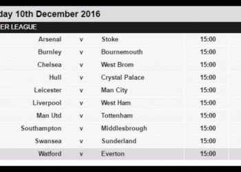 English Premier League Fixtures 2016-17