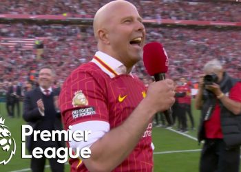 Arne Slot addresses Anfield faithful after Liverpool clinch Premier League title | NBC Sports