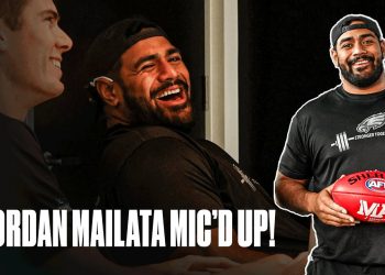 NFL star Jordan Mailata becomes an Aussie Rules player for a day!