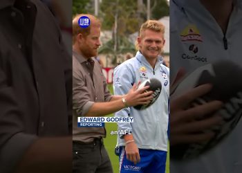 Prince Harry tries his hand at Aussie Rules football | 9 News Australia