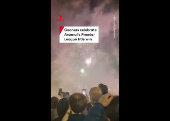 Thousands of Arsenal fans celebrate English Premier League title in North London
